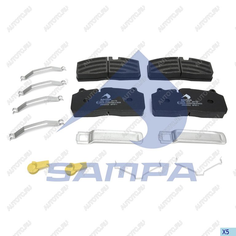 6 599 р. Колодки тормозные КАМАЗ-5490 SAF B9-22S передн.задн. с отв.под пятаки (210х93.8х30мм) (4шт.) SAMPA SAMPA 096.1820-01  с доставкой в г. Майкоп
