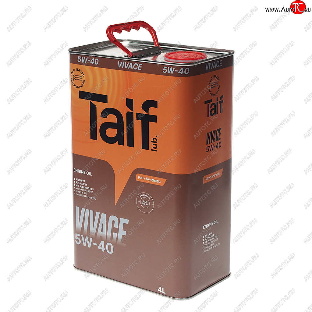 2 659 р. Масло моторное VIVACE PAO 5W40 SNCFA3B4 синт.4л TAIF TAIF 211026  с доставкой в г. Майкоп