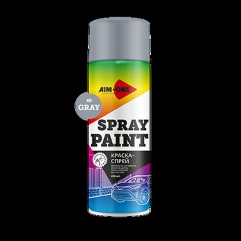 265 р. Краска серая аэрозоль 450мл акриловая Spray Paint Gray AIM-ONE AIM-ONE sp-g48  с доставкой в г. Майкоп. Увеличить фотографию 1