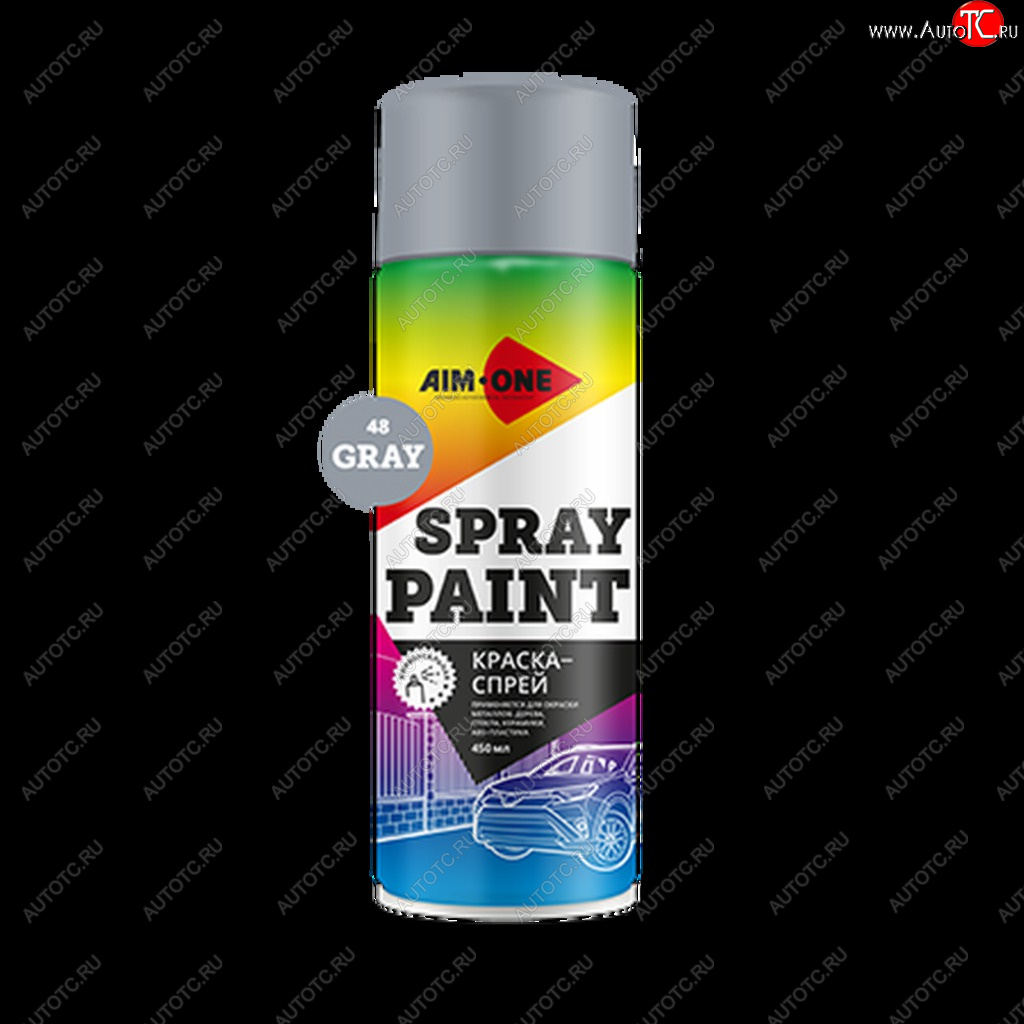 265 р. Краска серая аэрозоль 450мл акриловая Spray Paint Gray AIM-ONE AIM-ONE sp-g48  с доставкой в г. Майкоп