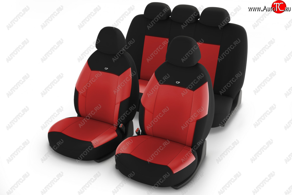 2 299 р. Универсальные чехлы сидений (майка, 11 предм., полиэстер) Corsar CARFASHION Lifan 720 (2013-2025) (черно-красные)  с доставкой в г. Майкоп