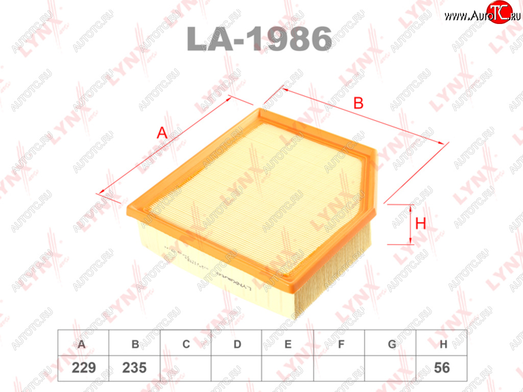1 139 р. Фильтр воздушный TOYOTA Rav 4 (12-) LEXUS IS250 (13-) (2.2) LYNX LYNX la1986  с доставкой в г. Майкоп