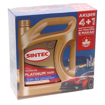 2 079 р. Масло моторное Platinum 7000 C3SP 5W30 синт.4+1л SINTEC SINTEC 600225  с доставкой в г. Майкоп. Увеличить фотографию 3