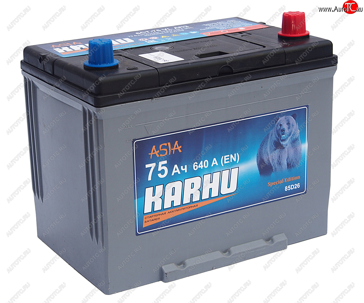9 599 р. Аккумулятор KARHU Asia 75Ач обратная полярность KARHU 6ст75(0) 85d26l  с доставкой в г. Майкоп
