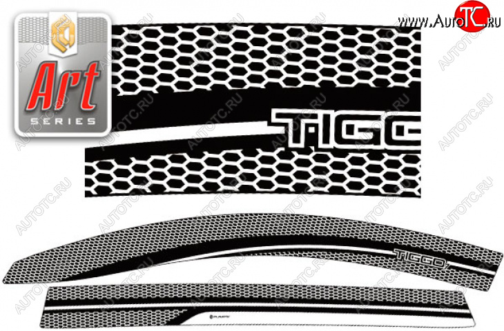2 199 р. Дефлектора окон CA-Plastic  Chery Tiggo 7 Pro Max  T1E (2022-2025) дорестайлинг (Серия Art черная)  с доставкой в г. Майкоп