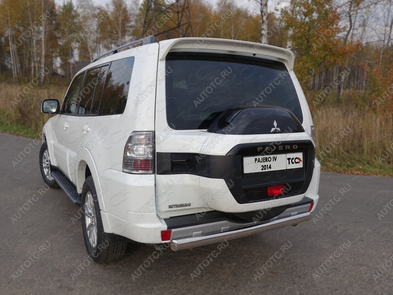18 999 р. Защита заднего бампера (центральная) d 75*42 мм ТСС Тюнинг  Mitsubishi Pajero  4 V90 (2014-2020) 2-ой рестайлинг (нержавейка)  с доставкой в г. Майкоп