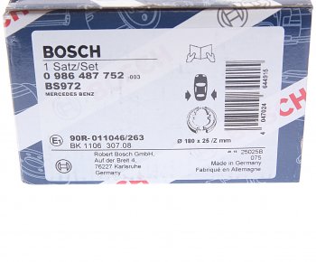 3 279 р. Колодки тормозные задние барабанные (4шт.) BOSCH Mercedes-Benz E-Class W212 дорестайлинг седан (2009-2012)  с доставкой в г. Майкоп. Увеличить фотографию 5