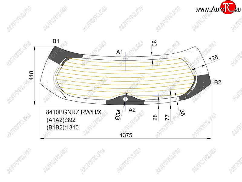 9 599 р. Стекло заднее (Цвет зеленый Обогрев) Toyota RAV4 (XA40) 12-19 XYG 8410BGNRZ RW/H/X  с доставкой в г. Майкоп