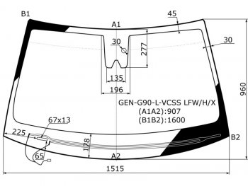 11 299 р. Стекло лобовое (Обогрев щеток Камера Датчик дождя) Genesis G90 16-19 XYG GEN-G90-L-VCSS LFW/H/X  с доставкой в г. Майкоп. Увеличить фотографию 1