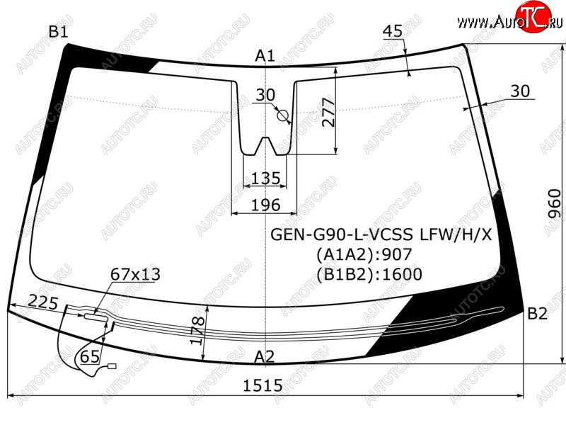 11 299 р. Стекло лобовое (Обогрев щеток Камера Датчик дождя) Genesis G90 16-19 XYG GEN-G90-L-VCSS LFW/H/X  с доставкой в г. Майкоп