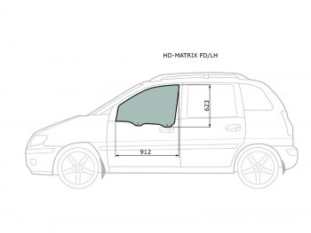 2 789 р. Стекло боковое опускное (Спереди Слева Цвет зеленый) Hyundai Lavita 01-07  Matrix 01-10 XYG HD-MATRIX FD/LH  с доставкой в г. Майкоп. Увеличить фотографию 1