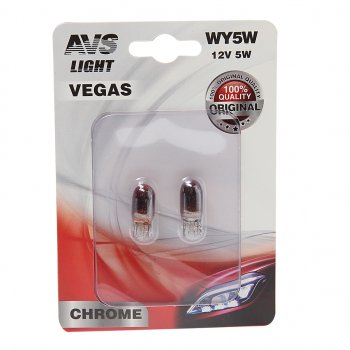 168 р. Лампа 12V WY5W W2.1x9.5d желтая блистер (2шт.) AVS AVS a07113s  с доставкой в г. Майкоп. Увеличить фотографию 1