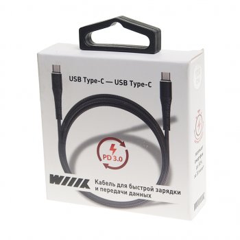 479 р. Кабель USB Type C-USB Type C 1м WIIIX WIIIX cb-712tc-tc(1.0)-chp-b  с доставкой в г. Майкоп. Увеличить фотографию 2