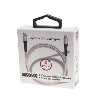 419 р. Кабель USB Type C-USB Type C 1м WIIIX WIIIX cb-712tc-tc(1.0)-chp-w  с доставкой в г. Майкоп. Увеличить фотографию 2