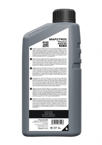 1 139 р. Масло моторное PREMIUM 9000 SN 5W40 синт.1л MAPETROL MAPETROL map0027  с доставкой в г. Майкоп. Увеличить фотографию 2