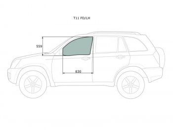 2 599 р. Стекло боковое опускное (Спереди Слева Цвет зеленый) Chery Tiggo T11 05-16  Vortex Tingo 10-14 XYG T11 FD/LH  с доставкой в г. Майкоп. Увеличить фотографию 1