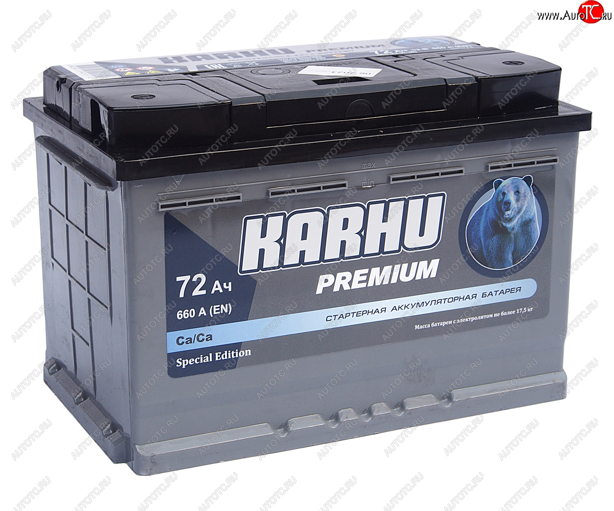 7 449 р. Аккумулятор KARHU Premium 72А/ч обратная полярность KAINAR 6ст72(0) KAINAR 6ст72(0)  с доставкой в г. Майкоп