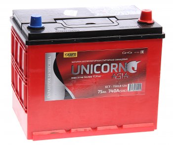 6 799 р. Аккумулятор UNICORN Asia 75Ач обратная полярность UNICORN 6ст75(0) d26l  с доставкой в г. Майкоп. Увеличить фотографию 1