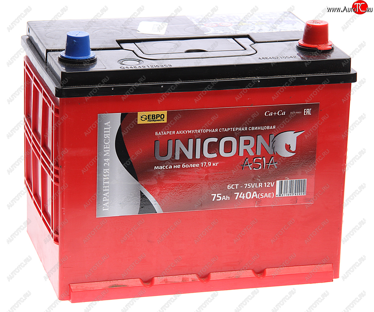6 799 р. Аккумулятор UNICORN Asia 75Ач обратная полярность UNICORN 6ст75(0) d26l  с доставкой в г. Майкоп
