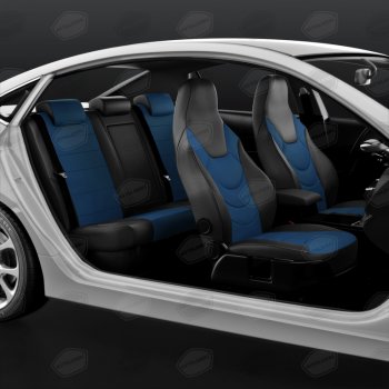 9 249 р. Авточехлы универсальные экокожа черно-синие комплект Recaro AVTOLIDER AVTOLIDER urek31-0303  с доставкой в г. Майкоп. Увеличить фотографию 4