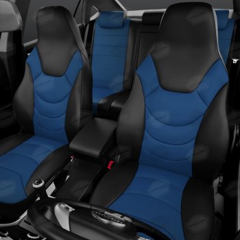 9 249 р. Авточехлы универсальные экокожа черно-синие комплект Recaro AVTOLIDER AVTOLIDER urek31-0303  с доставкой в г. Майкоп. Увеличить фотографию 1
