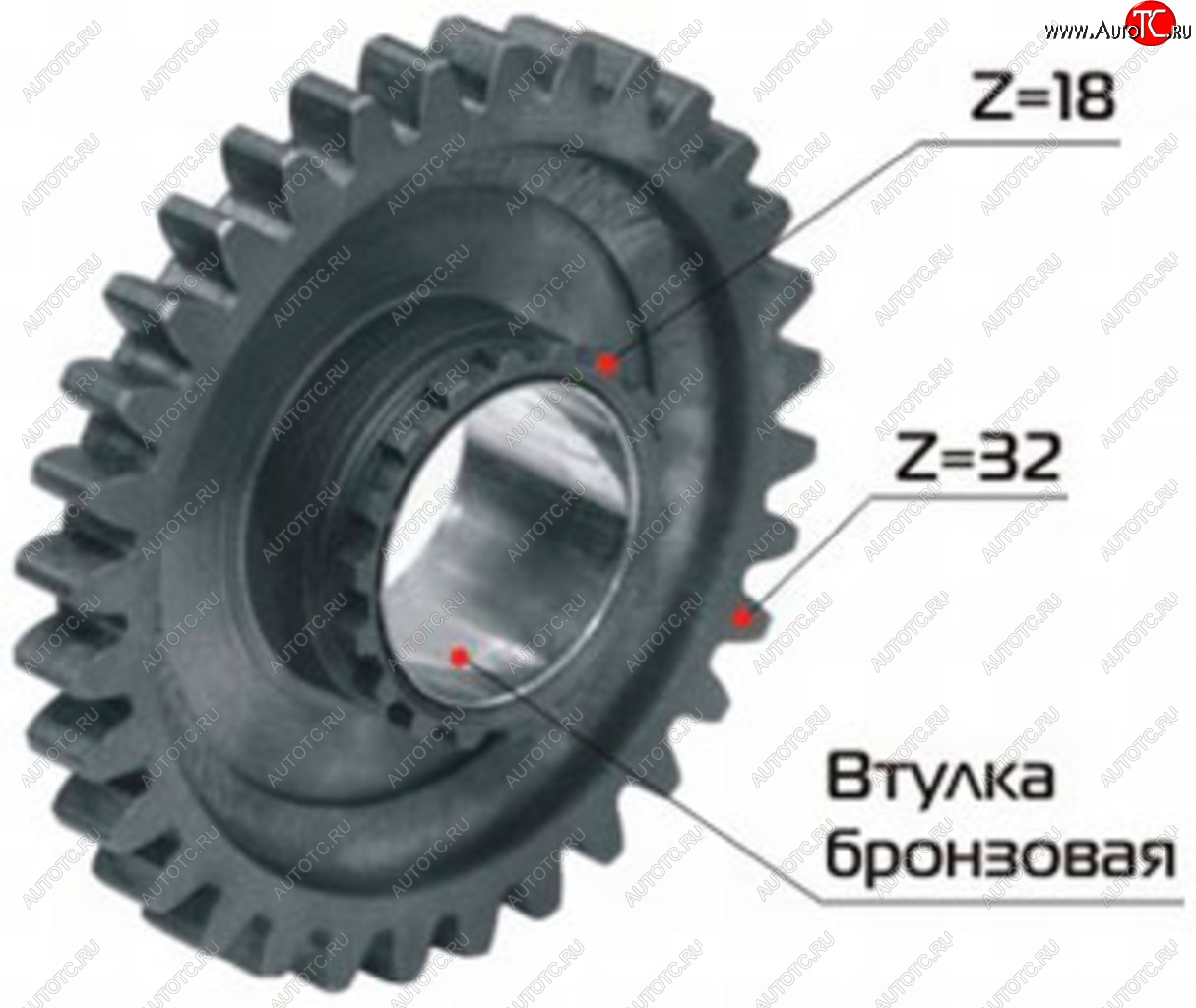 5 249 р. Шестерня КПП МТЗ вала 1-ой передачи и заднего хода Z=32 в сборе РУП МЗШ Минский завод шестерен 70-1701224  с доставкой в г. Майкоп