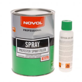 1 899 р. Шпатлевка жидкая SPRAY 1.2кг с отвердителем 0,05кг NOVOL NOVOL 1201  с доставкой в г. Майкоп. Увеличить фотографию 1