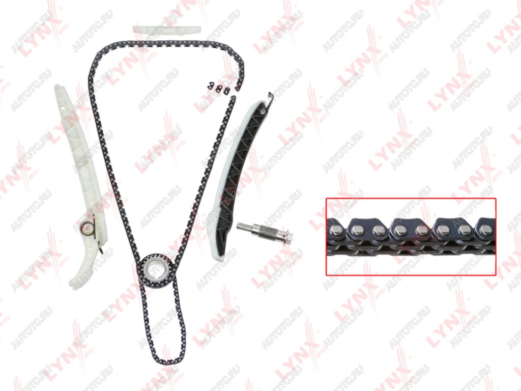 13 649 р. Комплект цепи ГРМ MERCEDES C (W204) (2 цепи+башмак натяж+успокоит+натяж+1 звезда) LYNX LYNX tk0206  с доставкой в г. Майкоп