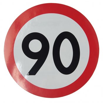 58 р. Наклейка-знак виниловая Ограничение скорости 90кмч круг, наружная d=16см AUTOSTICKERS AUTOSTICKERS 05028  с доставкой в г. Майкоп. Увеличить фотографию 1