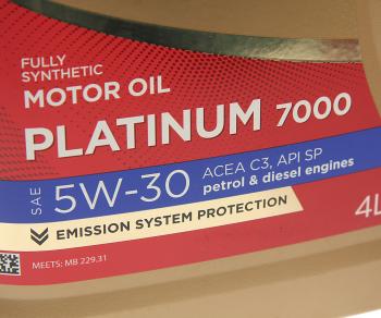 2 079 р. Масло моторное Platinum 7000 C3SP 5W30 синт.4л SINTEC SINTEC 600149  с доставкой в г. Майкоп. Увеличить фотографию 2