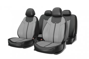 3 999 р. Авточехлы универсальные экокожа черно-серые (11 предм.) Mustang CARFASHION CARFASHION 10032  с доставкой в г. Майкоп. Увеличить фотографию 1