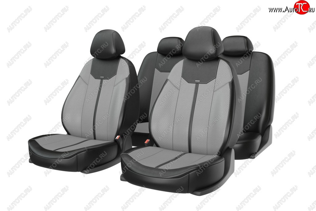3 999 р. Авточехлы универсальные экокожа черно-серые (11 предм.) Mustang CARFASHION CARFASHION 10032  с доставкой в г. Майкоп