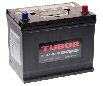 11 349 р. Аккумулятор TUBOR Asia Standart 72Ач обратная полярность TUBOR 6ст72(0) d26l  с доставкой в г. Майкоп. Увеличить фотографию 1
