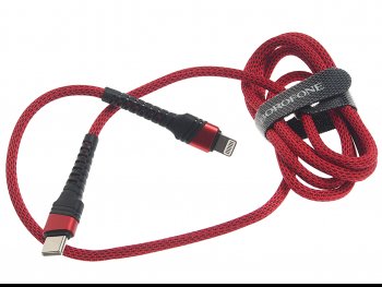 439 р. Кабель iPhone (5-)-USB Type C 1м красный BOROFONE BOROFONE bu21 red  с доставкой в г. Майкоп. Увеличить фотографию 1