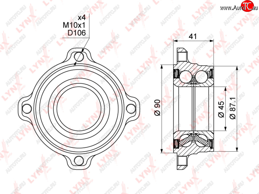 3 599 р. Подшипник ступицы BMW 5 (E39,E60) задней LYNX LYNX wb1005  с доставкой в г. Майкоп