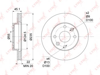 2 199 р. Диск тормозной KIA Rio (00-05) (1.31.5) передний (1шт.) LYNX LYNX bn1061  с доставкой в г. Майкоп. Увеличить фотографию 1