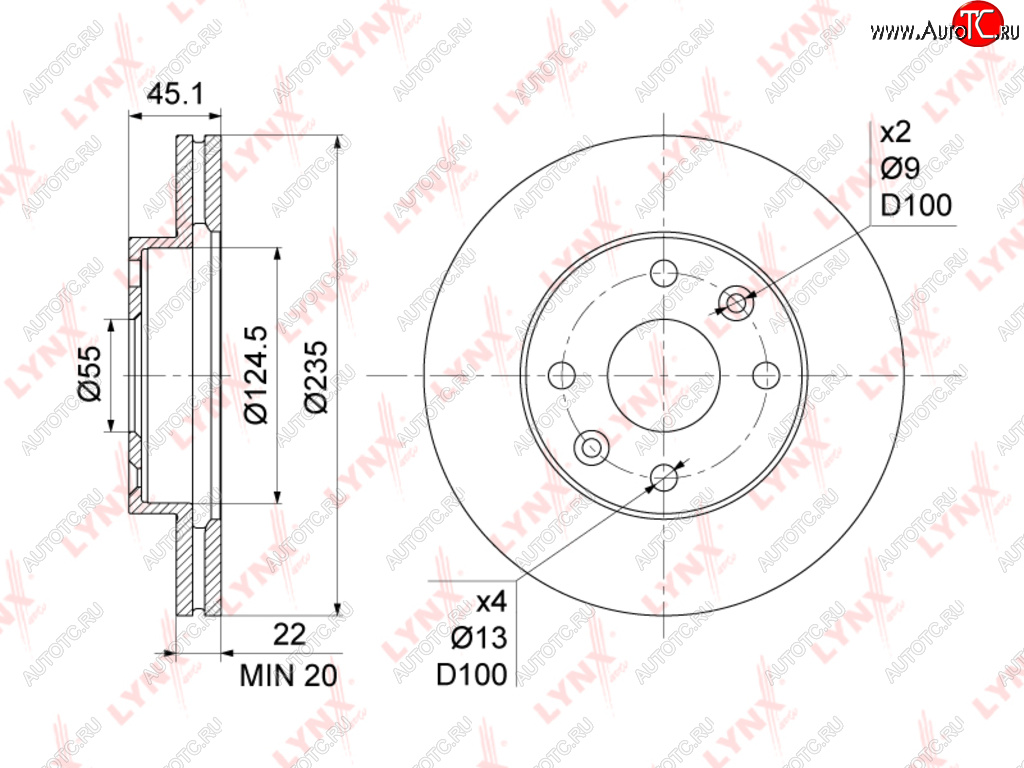 2 199 р. Диск тормозной KIA Rio (00-05) (1.31.5) передний (1шт.) LYNX LYNX bn1061  с доставкой в г. Майкоп