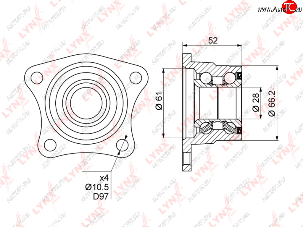 2 789 р. Подшипник ступицы TOYOTA Corolla (87-92) задней LYNX LYNX wb1024  с доставкой в г. Майкоп