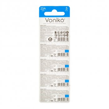 56 р. Батарейка A23 12V (пульт сигнализации) блистер 5шт. (цена за 1шт.) Alkaline Ultra VONIKO VONIKO v-23aбл  с доставкой в г. Майкоп. Увеличить фотографию 2