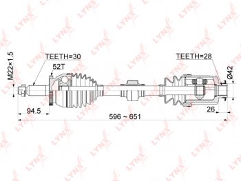 20 499 р. Привод HYUNDAI Santa Fe (12-) KIA Sorento (12-) (2.4) (4WD) колеса переднего правый АКПП LYNX LYNX cd1061a  с доставкой в г. Майкоп. Увеличить фотографию 3