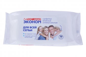 137 р. Салфетка влажная универсальная 18х15см в мягкой упаковке 70шт. ЭКОНОМ АВАНГАРД 30024  с доставкой в г. Майкоп. Увеличить фотографию 1