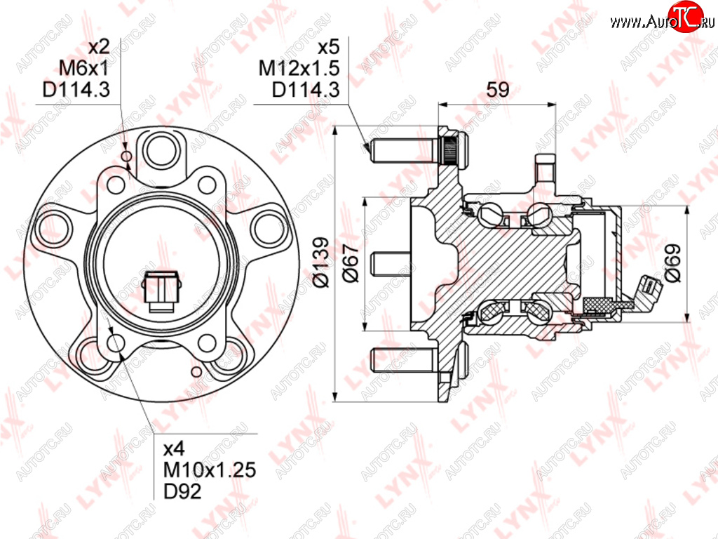7 649 р. Ступица HYUNDAI ix20 (15-) колеса заднего (АБС) LYNX LYNX wh1381  с доставкой в г. Майкоп