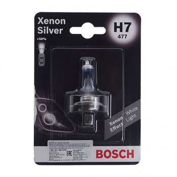 1 299 р. Лампа 12V H7 55W PX26d блистер (1шт.) Xenon Silver BOSCH BOSCH 1987301069  с доставкой в г. Майкоп. Увеличить фотографию 1