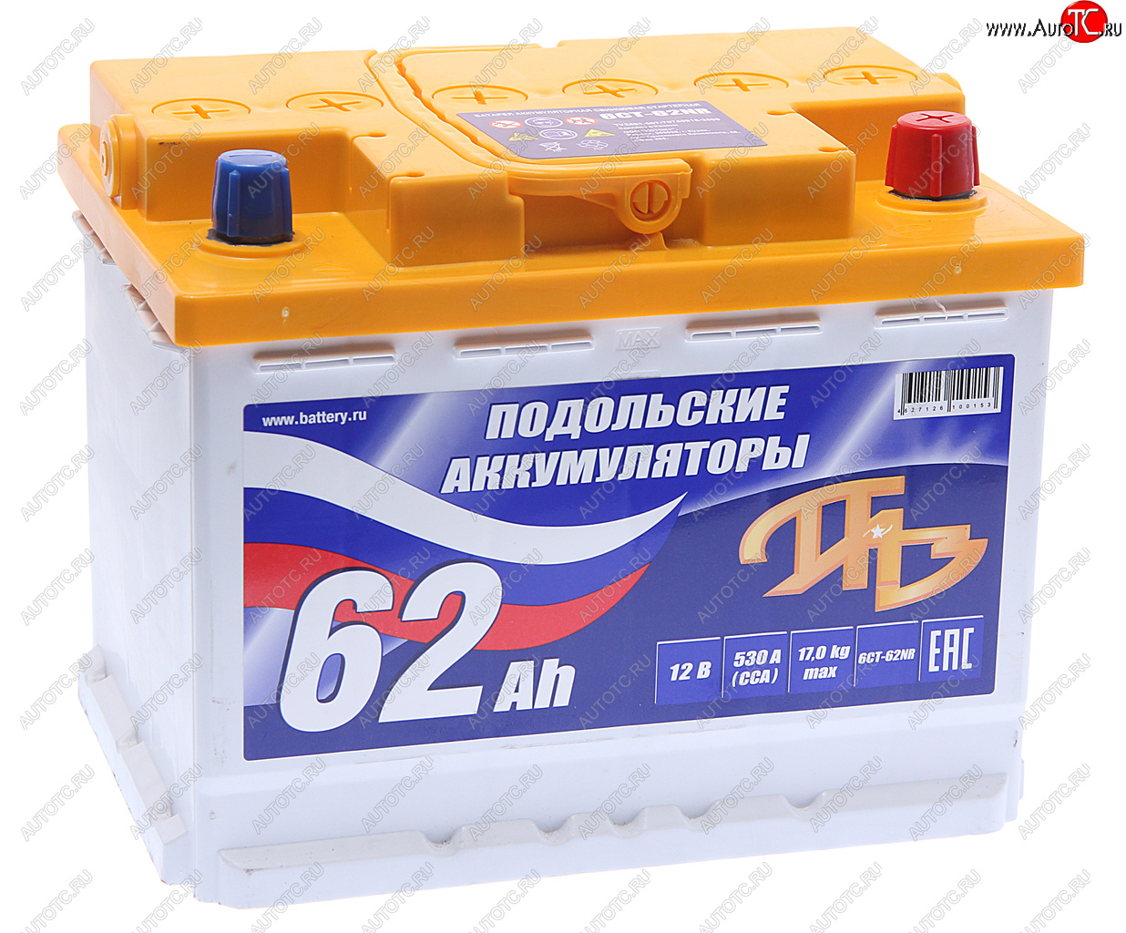 5 449 р. Аккумулятор ПОДОЛЬСК 62Ач обратная полярность ПОДОЛЬСК 6ст62(0)  с доставкой в г. Майкоп