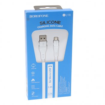 329 р. Кабель micro USB 1.2м белый BOROFONE BOROFONE bu18 white  с доставкой в г. Майкоп. Увеличить фотографию 1