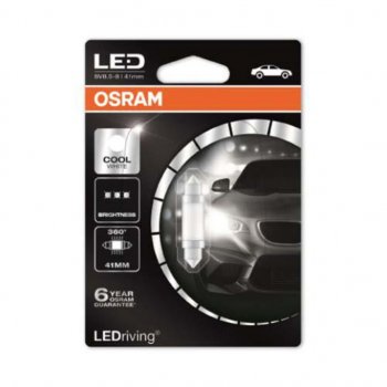 659 р. Лампа светодиодная 12V C5W SV8.5-8 41мм 6000K блистер (1шт.) Ledriving Cool White OSRAM OSRAM 6499cw-01b  с доставкой в г. Майкоп. Увеличить фотографию 1