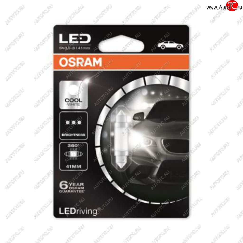 659 р. Лампа светодиодная 12V C5W SV8.5-8 41мм 6000K блистер (1шт.) Ledriving Cool White OSRAM OSRAM 6499cw-01b  с доставкой в г. Майкоп