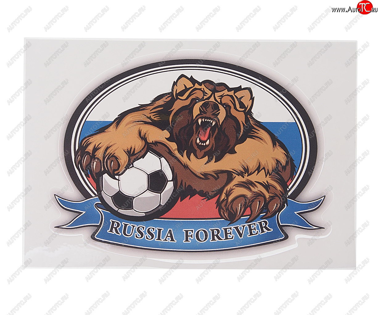 44 р. Наклейка виниловая вырезанная RUS-флаг медведь forever 10х14см полноцветная AUTOSTICKERS AUTOSTICKERS 06812  с доставкой в г. Майкоп