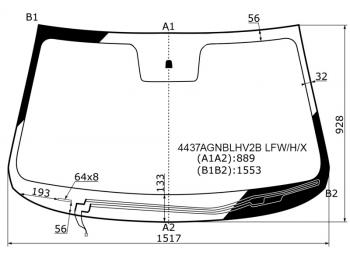7 599 р. Стекло лобовое (Обогрев щеток) Kia Sorento 09-21 XYG 4437AGNBLHV2B LFW/H/X  с доставкой в г. Майкоп. Увеличить фотографию 1