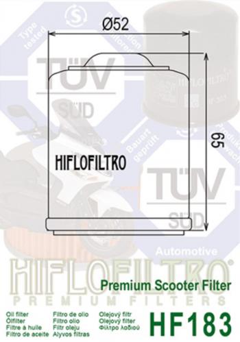 619 р. Фильтр масляный мото SCOOTER HIFLO FILTRO HIFLO FILTRO hf183  с доставкой в г. Майкоп. Увеличить фотографию 2